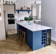 Wine storage houchin kitchen cart with granite top and locking wheels. Rebecca Adlington Unveils New Kitchen After Eight Months Of Renovations During The Pandemic Daily Mail Online