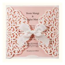 In rosa o con fiori. Set Da 50 Partecipazioni Matrimonio Rosa Con Fiocco Stile Classico