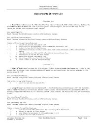 Hiram Cox Descendants