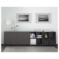 Eket Dark Grey Cabinet Combination With Feet Width 280 Cm Height 72 Cm Ikea Ikea Living Room Ikea Eket Eket