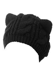 Black Cat Ears Knit Beanie Hat Choies Com Knit Beanie Knit Beanie Hat Cat Eared Beanie