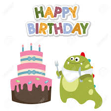 ¡les dejo mis redes sociales! Tarjeta Del Feliz Cumpleanos Con El Dinosaurio Divertido Y Pastel Ilustraciones Vectoriales Clip Art Vectorizado Libre De Derechos Image 64190946