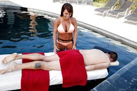Bikini clad MILF Jacky Joy gives dick happy ending massage in swimming pool  - Pichunter