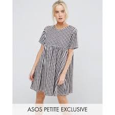 Asos Black And White Gingham Dress Asos Petite Ultimate Smock Dress In Gingham Print 425 Zar Liked On Polyvore Featuring Dresses Multi Smocked Dresses Mini D Petite Dresses Casual