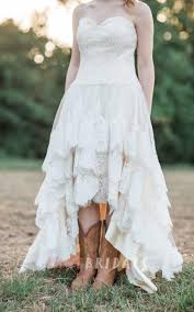 Country Wedding With Lace High Low Hem The Guinevere Dress Wedding Dresses High Low Wedding Dresses Cinderella A Line Wedding Dress