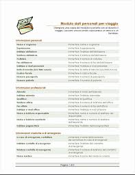 Modulo Dati Personali E Itinerario Di Viaggio