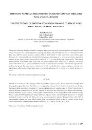 Berikut ini adalah teori emosi dalam psikologi: Pdf Efektivitas Pelatihan Regulasi Emosi Untuk Menurunkan Stres Kerja Pada Anggota Reskrim