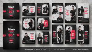Black Friday Instagram Stories And Square Banner Set Premium Vector Instagram Story Instagram Story Template Social Media Graphics