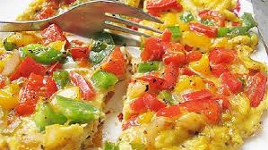 Line oven proof dish with paper and Rainbow Omelette Recipe Breakfast Recipes In English