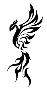 The design usually depicts the phoenix with thick black swirly lines or thick sharp lines in a flying or rising position. Color Phoenix Trimmed And Black Phoenix Tattoo Phoenix Tattoo Design Bird Drawings