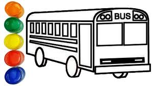 Glitter Bus Drawing And Coloring For Kids How To Draw A Bus Bus Drawing Coloring For Kids Drawing For Kids