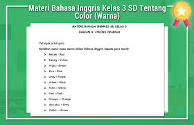 Maybe you would like to learn more about one of these? Materi Bahasa Inggris Kelas 3 Sd Tentang Color Warna Biologizone