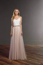Relaxed Wedding Dress Idea Two Piece Dress With White Silk Top And Blush Tulle Skir Wedding Dress Separates Martina Liana Wedding Dress Casual Wedding Dress