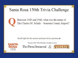 Check out our 1943 facts selection for the very best in unique or custom,. Santa Rosa 150th Trivia Game
