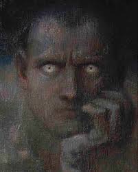 Lucifer (c. 1890) By Franz Stuck (1863-1928) National Art Gallery of  Bulgaria 152.5 x 161 cm Franz von Stuck's Lucifer doesn't scream, doesn't  burn, doesn't fall—it stares. With eyes pale and lidless,