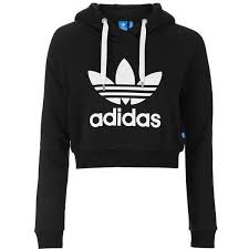 Black Adidas Crop Top Cropped Hoodie By Adidas Originals Found On Polyvore Featuring Polyvore Women S Fashion Clothi Cropped Hoodie Cropped Hooded Sweatshirt Adidas Trefoil Hoodie