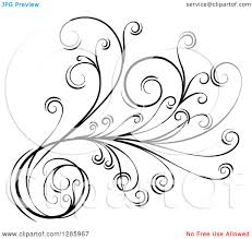 Black And White Wood Clipart Clipart Of A Black And White Scroll Design Element With Floral Swirls 2 Royalty Free Vector Illustrati Free Vector Illustration Design Elements Scroll Design