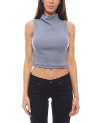 Um ihnen die produktauswahl etwas zu erleichtern, hat unsere redaktion am ende den sieger gewählt, welcher ohne zweifel unter allen. Na Kd Crop Top Elegantes Damen Sommer Shirt Mit Stehkragen Rollkragen Blau