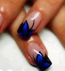 Acrylic Black And Blue Nail Designs O Love These Blue And Black Flower Designs Omg Love Acrylic Designs Nail Polish Nail Art French Tip Nail Designs Stylish Nails Designs Flower Nails
