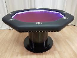 54 Ocatagon Poker Table With Custom Illuminated Raised Rail And Round Column Base Poker Table Custom Poker Tables Poker