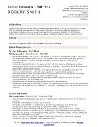 senior estimator resume samples