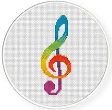 Free bookmark pattern july 2021 mandala 40 bookmark 75w x 200h stitches finished sizes: Colorful Clef Cross Stitch Pattern Cross Stitch Music Cross Stitch Patterns Cross Stitch