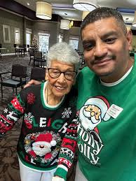Christmas sweater party! Our residents danced the afternoon away with some  great music by DJ Adam. We served cupcakes, cookies, and Chilled Egg nog &  rum!