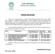 Jul 30, 2021 · du first cut off list 2021 for admissions to various undergraduate courses of the university of delhi will be released. Du Admission 2020 Last Date Extended 4 77 Lakhs Forms Received Admissions