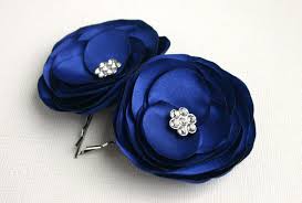 Blue Bridal Flower Hair Clips Navy Blue Wedding Hair Clips Hair Accessory Flower Hair Accessories Wedding Bridal Hair Flowers Flower Hair Clips Wedding