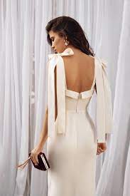 White Satin Gown Minimalist Wedding Dress Reception Or Cocktail Dress Modern Bridal Gown Minimalist Wedding Dresses Modern Bridal Gowns Classy Dress