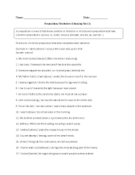 Prepositions Worksheets Preposition Worksheets Prepositional Phrases Prepositions