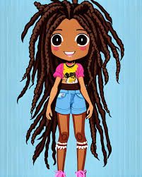 Brown Skin Girl with Dreadlocks Lock Hair Cartoon Disney · Creative Fabrica