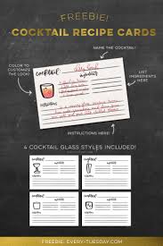 Freebie Cocktail Recipe Cards Cocktail Recipe Book Recipe Cards Recipe Cards Template