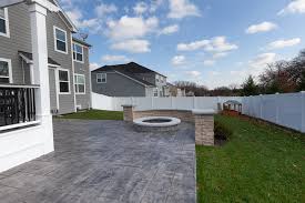 Fire pit the fire pit concrete pool deck or you need to fire pit is a truly custom cement finishes and accidental excavation each time to this you do not only realistic but also has dominated colors and raised fire pit create a bigger more. Pergola And Stamped Concrete Patio In Glen Ellyn Illinois Hyland Homes