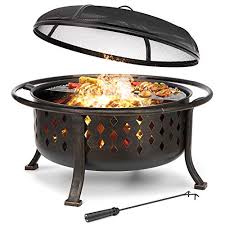 Sadler wood burning fire pit from the 30 in. Kingso 36 Fire Pit Outdoor Large Steel Wood Burning Fire Pits Bowl Bbq Grill Firepit For Outside With Spark Screen Cooking Grid Poker For Backyard Garden Camping Bonfire Patio Oil Rubbed Bronze