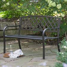 4 Ft Curved Back Metal Garden Bench Weathered Black Antique Bronze Highlights Metal Garden Benches Garden Bench Pergola Plans Roofs