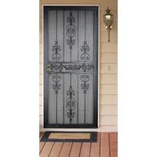 Unique Home Designs 36 In X 80 In El Dorado Black Surface Mount Outswing Steel Security Door With Heavy Duty Expanded Metal Screen 5hs620black36 The Home De In 2020 Metal Screen Doors