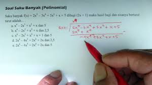 Soal dan pembahasan pembagian suku banyak. Pembahasan Soal Suku Banyak Mencari Hasil Dan Sisa Pembagian Suku Banyak Youtube
