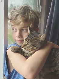 My son and our Troy (the cat's name) ... they are such great friends ...  they were bird watching together
