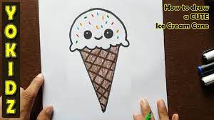 The top portion oft he ice cream scoop will pretty much be a half circle (shaped like the ice cream scooper). How To Draw A Cute Ice Cream Cone Youtube