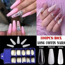 • mountain shaped acrylic nails (also known as stiletto shaped acrylic nails) are getting as popular as coffin shaped nails thanks to their prevalence on red carpets. 100pcs Long Coffin Nails Natural Clear Transparent Ballerina Full Cover Acrylic Fake Nails Tips Clear Walmart Com Walmart Com