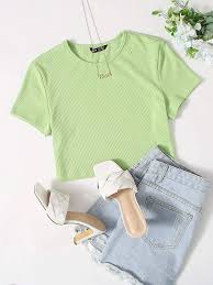 Collection by shein • last updated 3 weeks ago. Solid Rib Knit Crop Top Shein Eur