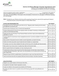 A bank manager�s primary task is to provide leadership to their staff, provide a high level of service and to increase the performance of their bank we have analyzed several job listings to identify these core bank manager duties and responsibilities. Service Unit Money Manager Volunteer Appointment Letter