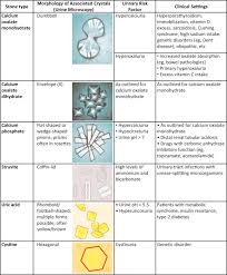 Kidney Stone Type Corresponding Urine Sediment Urinary Risk Factors And Associated Clinical