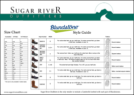 Blundstone Size Chart Sugar River Outfitters
