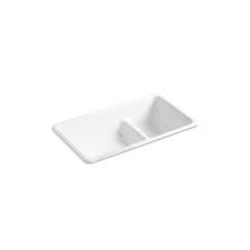 Kohler's professional sinks give your kitchen the appearance, efficiency, and performance that professional cooks can use and enjoy. Kohler Iron Tones Smart Divide Top Mount Undermount Large Medium Kitchen Sink White 33 In 6625 0 Rona