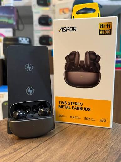 ASPOR TWS STEREO METAL EARBUDS - A638 BLACK 