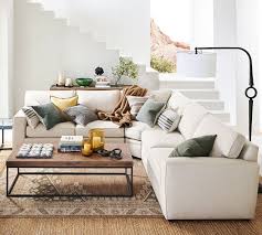 It includes several pieces of wall art, pillows featuring the orange. Pearce Square Arm Upholstered 3 Piece L Sectional With Wedge Pottery Barn