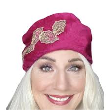 Vintage Oleg Cassini Tuban 1950s Pillbox Dark Pink Fur Felt 23" Embellished  Church