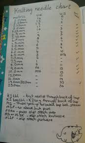 knitting needle chart take note keep track bullet